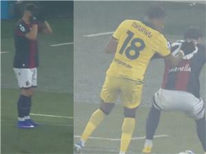 رد فعل غیر متوقع لمدافع بولونیا بعد تعرض زمیله لمراوغه "مهینه" من مهاجم میلان