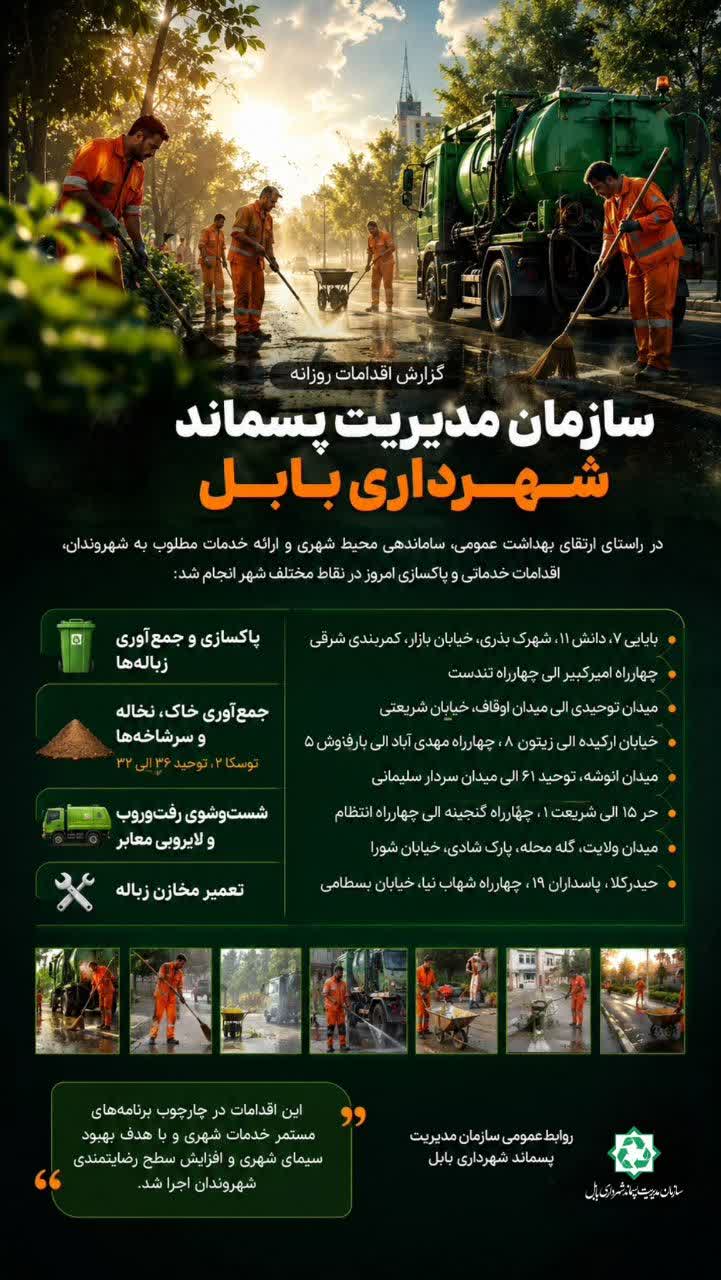 گزارش اقدامات سازمان مديريت پسماند شهرداري بابل