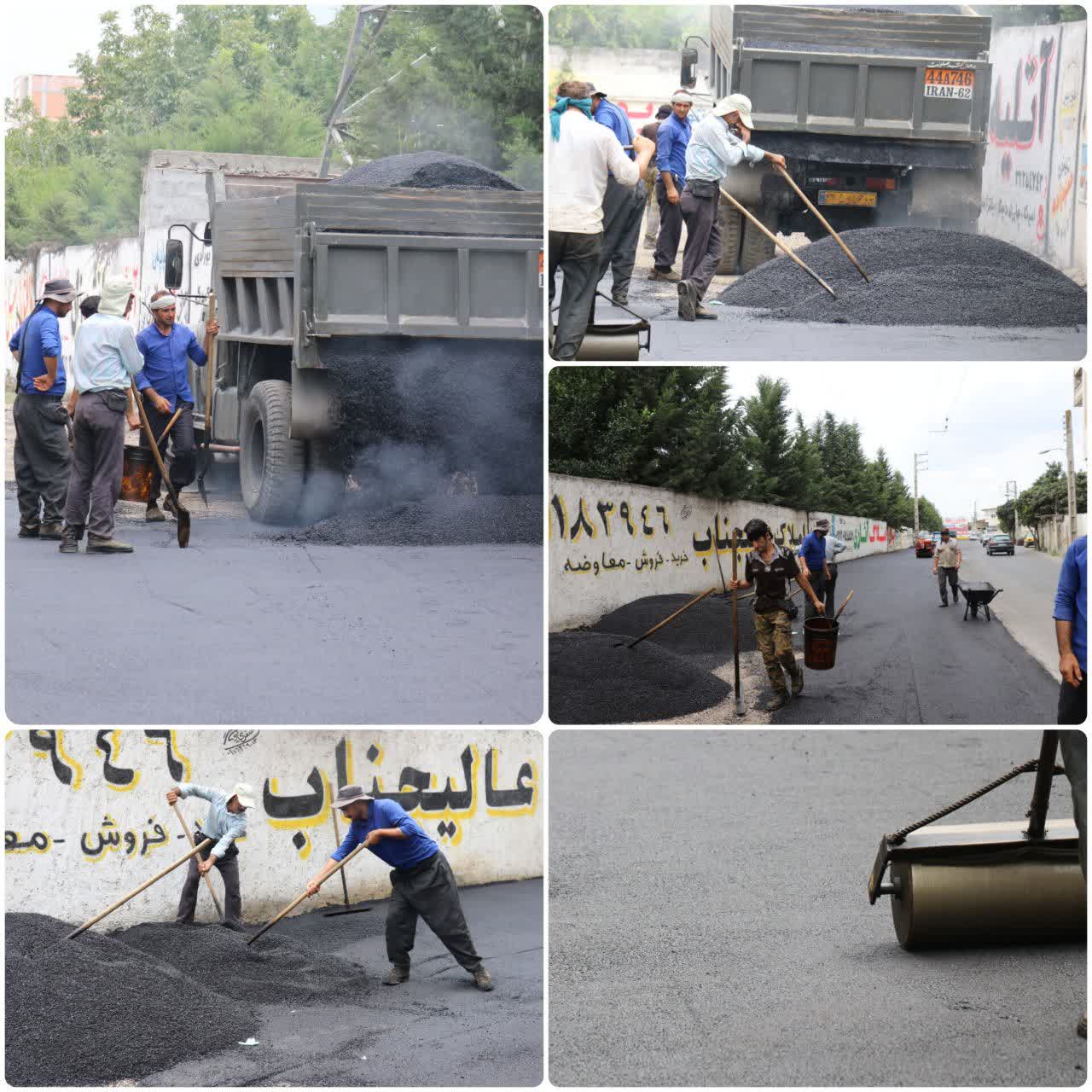اجراي عمليات آسفالت در خيابان هوشنگ‌پوري