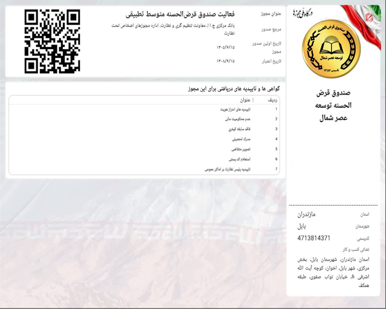 مجوزفعالیت بزرگترین صندوق قرضالحسنه غیردولتی ایران، توسط بانک مرکزی جمهوری اسلامی ایران صادرشد