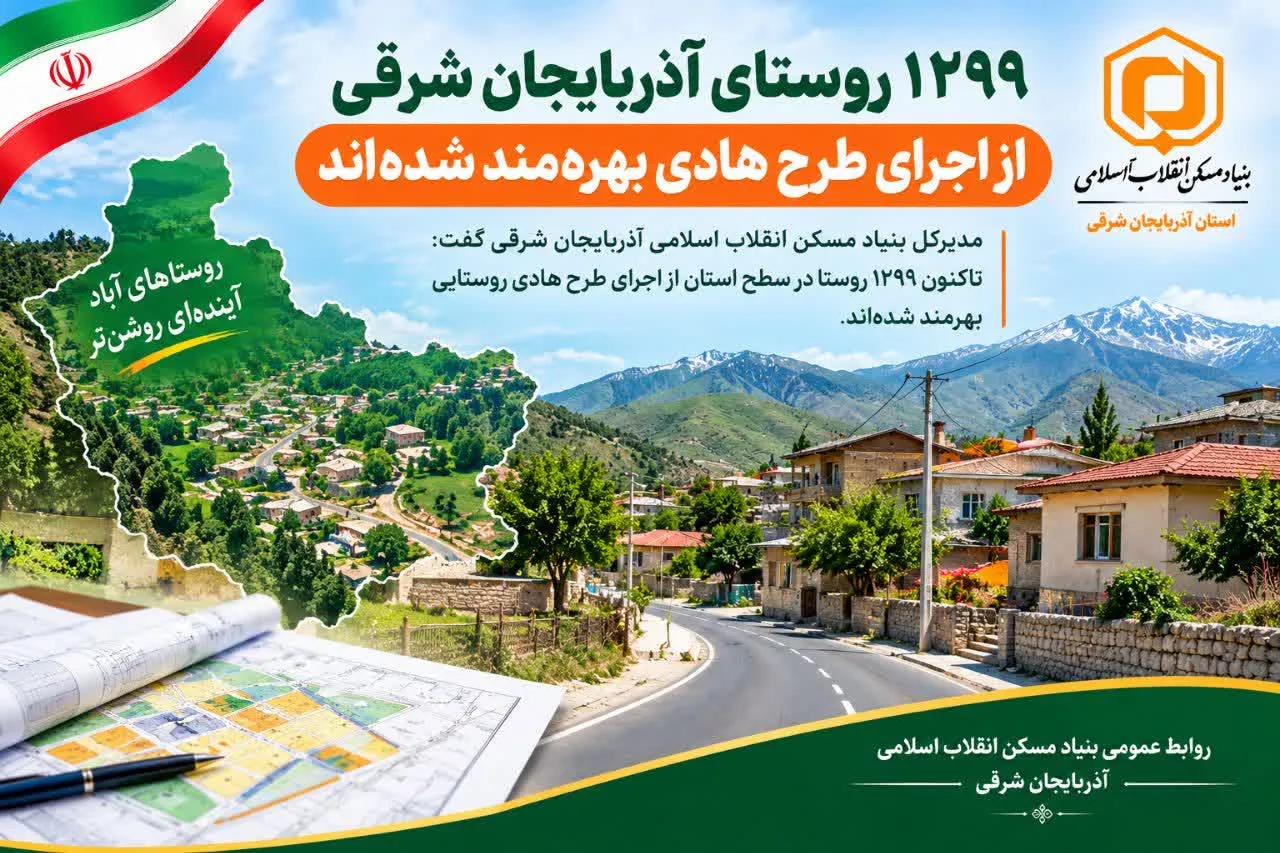 1299 روستای آذربایجان شرقی از اجرای طرح هادی بهرهمند شدهاند