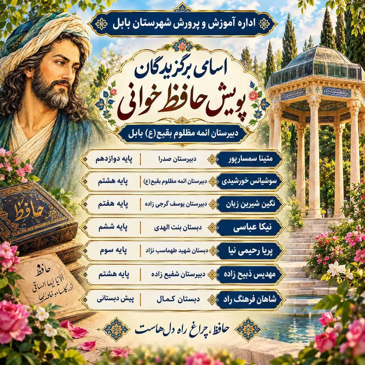 درخشش دانش‌آموزان بابل در «پویش حافظ‌خوانی