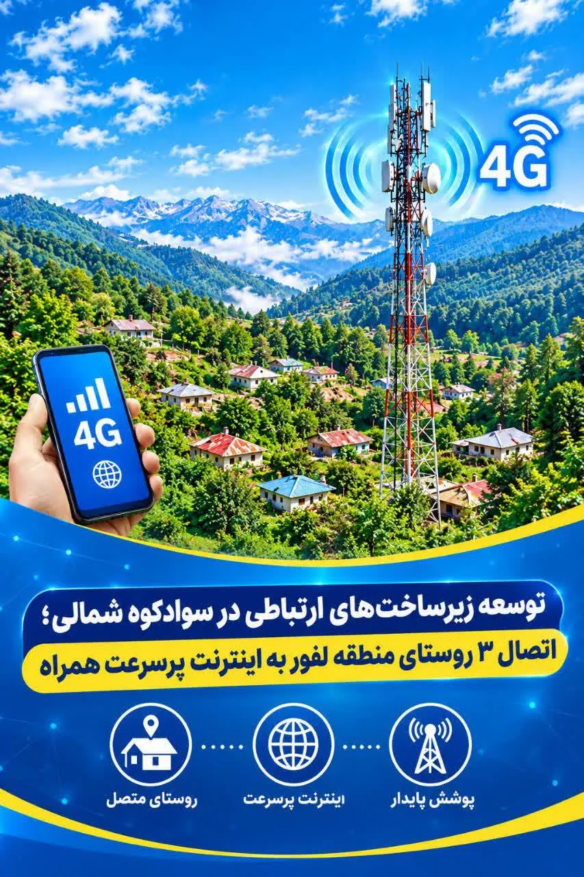 توسعه زیرساخت‌های ارتباطی در سوادکوه شمالی/ اتصال 3 روستای منطقه لفور به اینترنت پرسرعت همراه