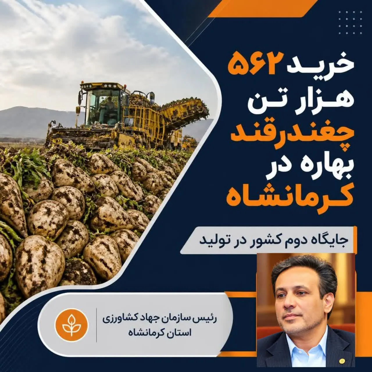 رئیس سازمان جهاد کشاورزی استان کرمانشاه، از خرید بیش از 562 هزار تن چغندرقند بهاره خبر داد