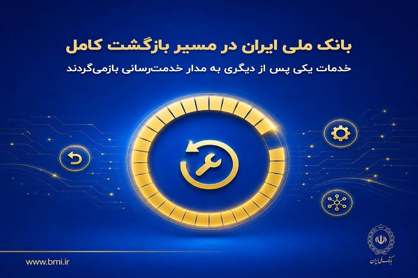 بانک ملي ايران در مسير بازگشت کامل؛ خدمات يکي پس از ديگري به مدار خدمت‌رساني بازمي‌گردند