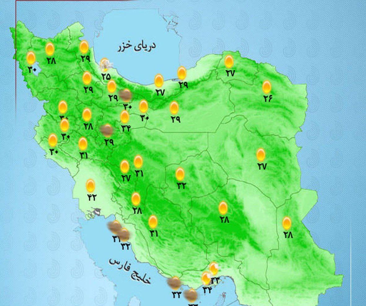 وضعیت آب و هوا امروز جمعه 23 مرداد/ بارش باران و رعدوبرق در این استان‌ها طی امروز و فردا