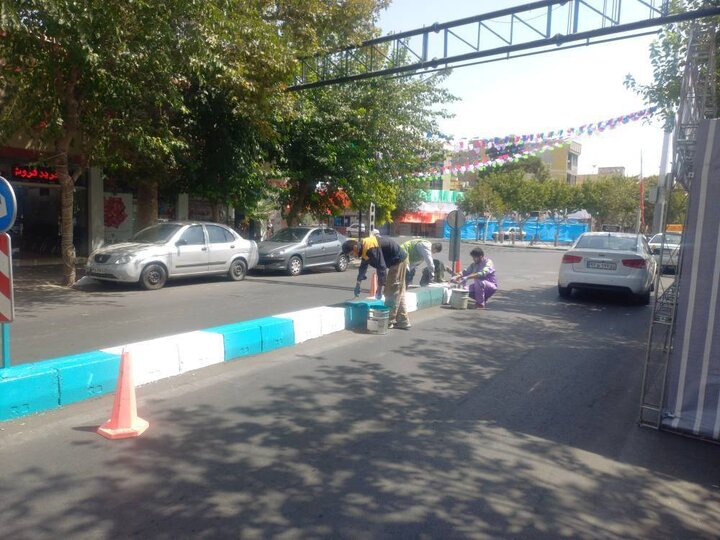 در آستانه بازگشایی مدارس؛ 10 هزار متر طول از جداول معابر و میادین منطقه 17 رنگآمیزی شد