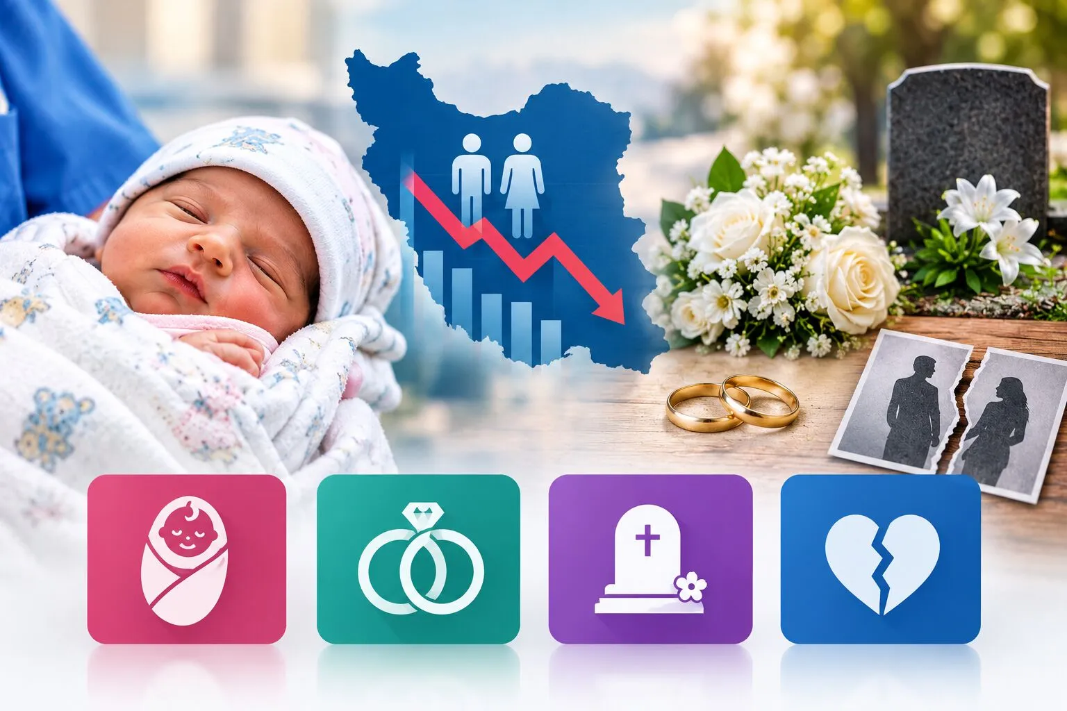 آمار جدید جمعیت ایران منتشر شد؛ تولدها کاهش یافت، چرا گیلان رکورددار فوت شد؟